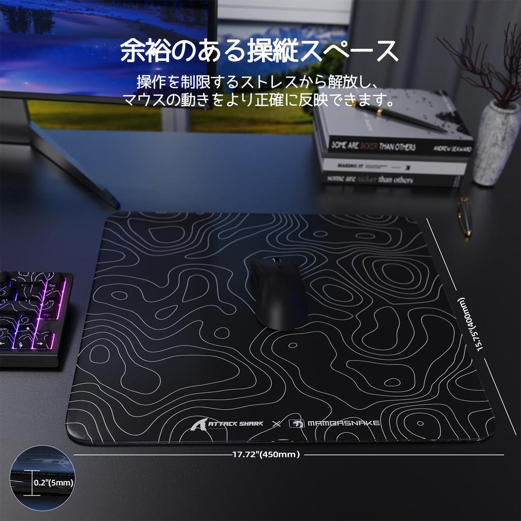 MAMBASNAKE X ATTACKSHARK CM05 Gaming Mouse Pad Glass Pad Large Mouse Pad Smooth High Precision Easy To Clean Wear Resistant Game Specialized Tempered