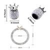 5PCS Bling Car Tire Valve Cap Clay ABS Diamond Crown Auto Wheel Caps And Rhinestone One Click Start Button Engine Decoration