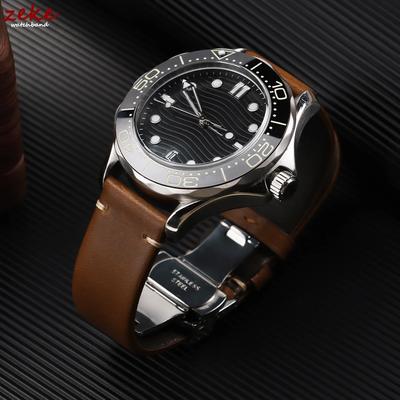 Stitching Cowhide Strap Butterfly Buckle Bracelet for Seiko Vintage Genuine Leather Watch Bands 18/20/22mm for Omega Wrist Belt