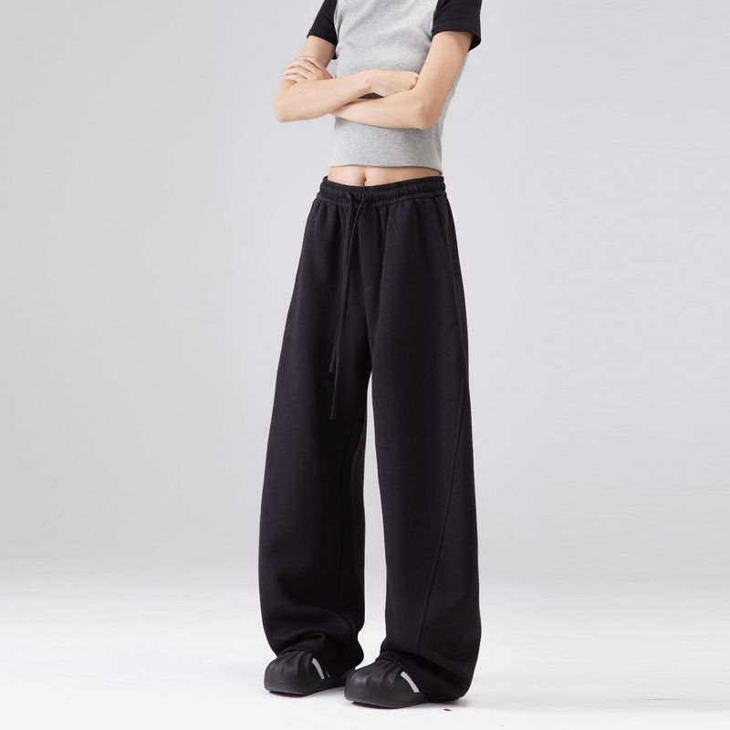 

Ich Mode American Sweatpants Sports Pants Female 2025 Spring New Arrival Loose Wide-Leg Casual Pants Machete Pants Black XL