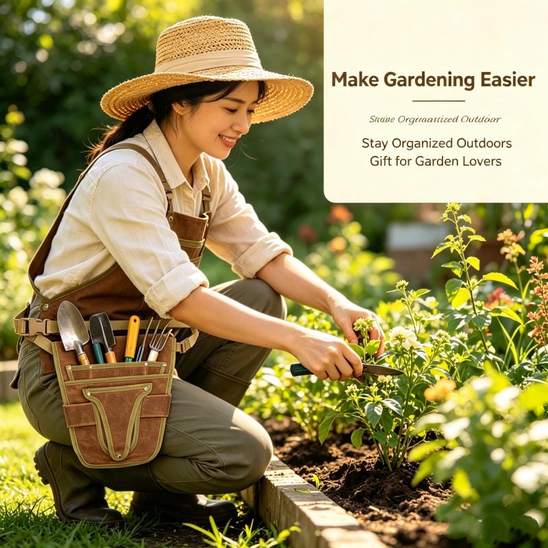 Multifunctional Gardening Tool Belt Bag - Canvas Tool Bag, Portable, Durable, Unisex, Multi-Pocket Storage Tool Waist Bag