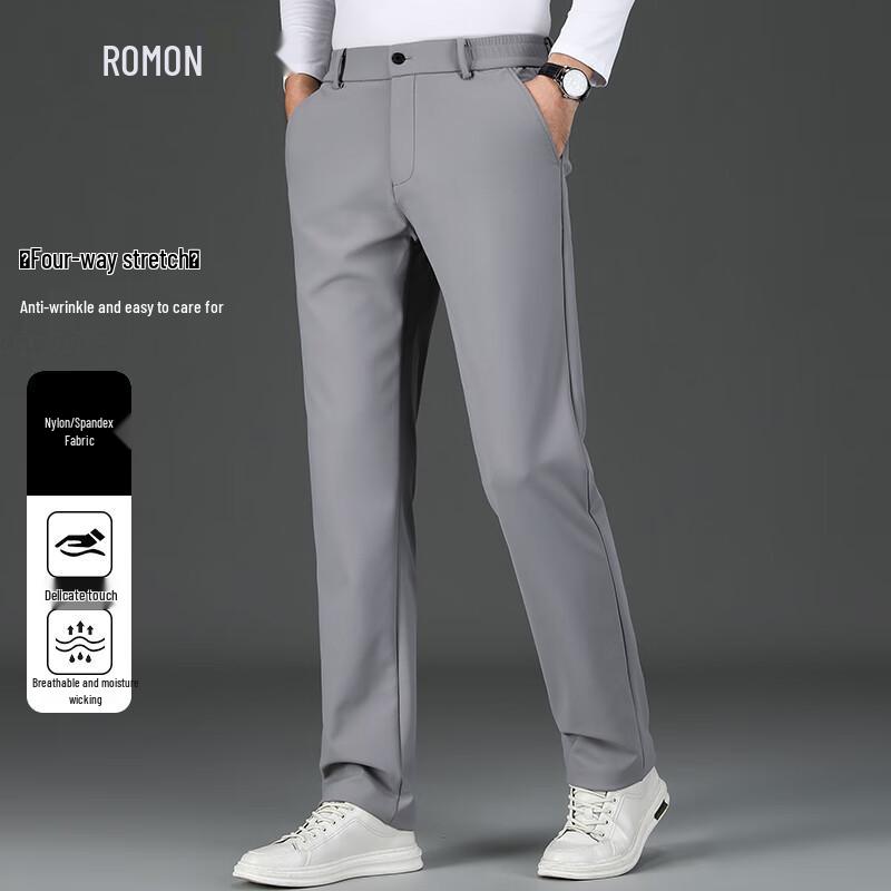 

Romon Men s Stretch Straight Fit Business Casual Pants 32