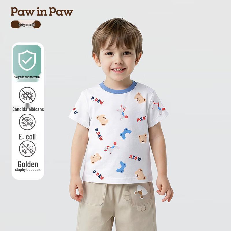 PawinPaw Baby Boy Cartoon Bear Print Summer T-Shirt 90