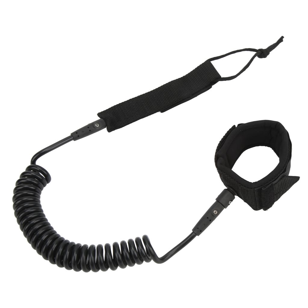 Surfboard Leash High Elasticity TPU Black Coiled Surfing Leg Rope for Paddleboards Longboards