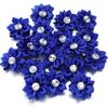 20pcs 4cm Mini Satin Ribbon Flowers Colorful Rhinestone Handmade Flowers For DIY Clothing Sewing Headwear Decoration Accessories