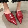 Elegant Pointed Toe Flats Slippers Designer Mules Shoes Summer Women's Sandals 2025 Party Slides New Mujer De Sandalias