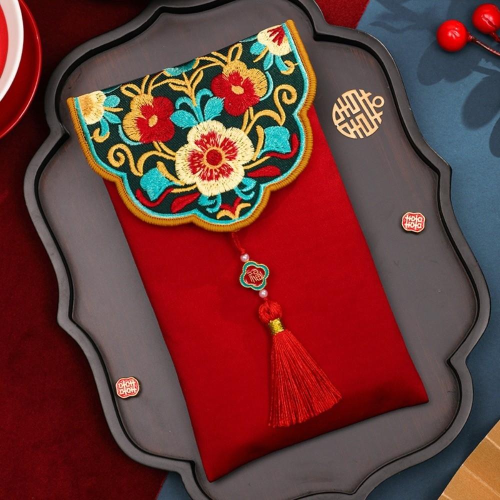 

Новогодние благословения Тканевый карман для денег Кисточка Новогодний денежный мешок Китайская свадьба StyleA2