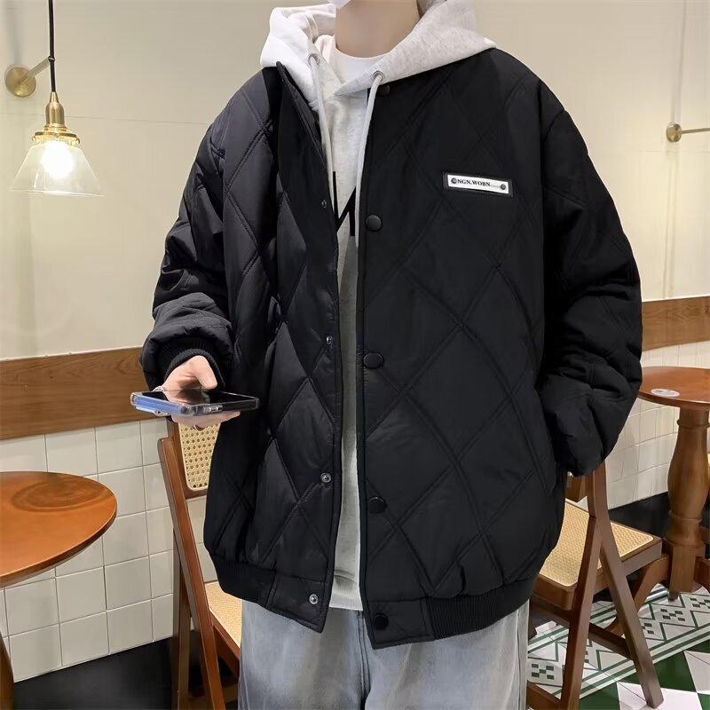 Men's Korean-Style 2025 Winter Jacket: Trendy Cotton with Diamond Quilting - Warm and Casual.