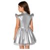 Girls Iridescent Alien Dress Up Costume Mock Neck Flying Sleeves Tutu Dress Theme Party Stage Performance