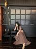 MODKOKU Knit Maxi Sweater Dress with a Korean Perfect for Office Workers and Long Size M Women's Waistband, Elegant, Sweet, Style, Feminine, Elegant,