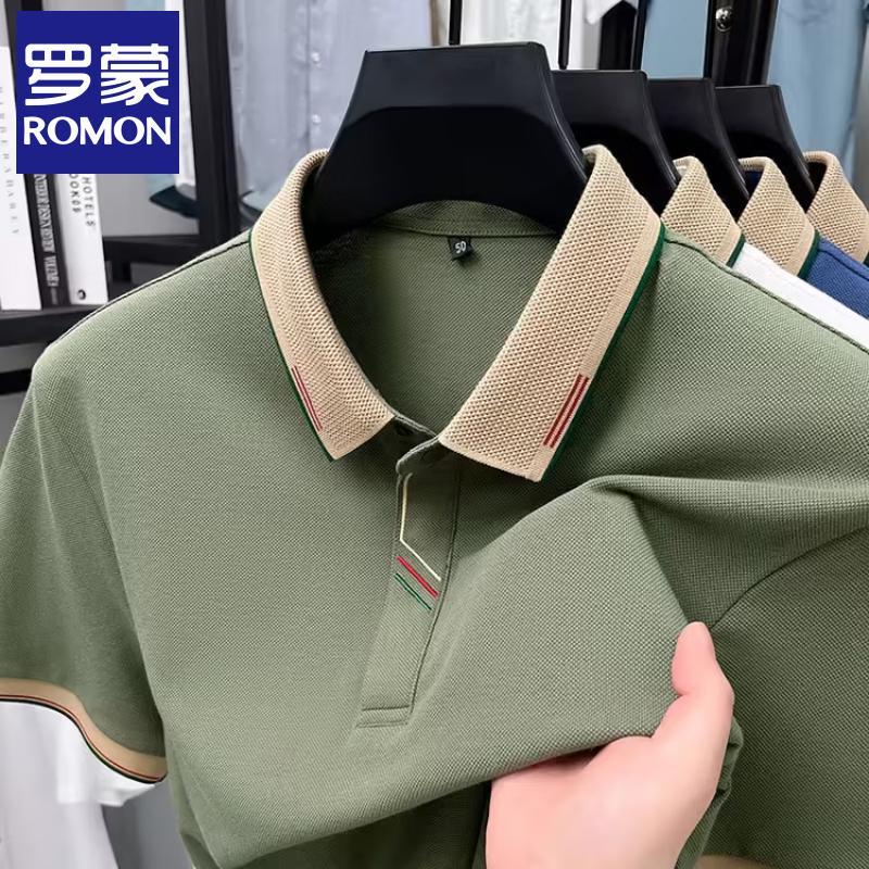 Romon Men s 100% Cotton Short-Sleeve Polo Shirt 3XL