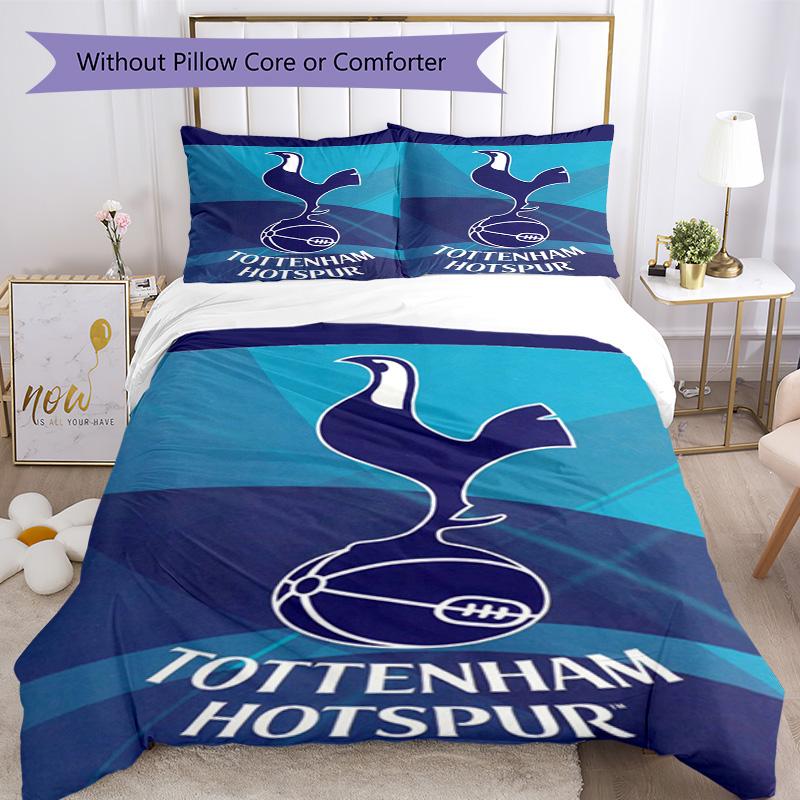 Tottenham Hotspur F.C Design Muster Bettbezug-Set – enthält 1 Bettbezug und 2 passende Kissenbezüge Schlafzimmerdekoration Weihnachtsgeschenke