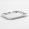 Hasami ware "Mitsuharugama" rectangular plate, approximately 23cm wide x 18cm deep, microwave and dishwasher safe, Fururu Blue with floral pattern, Ma