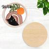 Thermal Insulation Coaster 4Pcs Healing Black Cat Wooden Coaster, Creative Heat Mat, Anti Slip Thickened Desk Protector for Coffee Cup Resistant