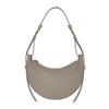 French Niche Design Hobo Bag Fashionable Lychee Pattern Semi Round Women's Sling Bag Casual PU Leather Zipper Ladies Shoulder Messenger Bag Saddle Bag