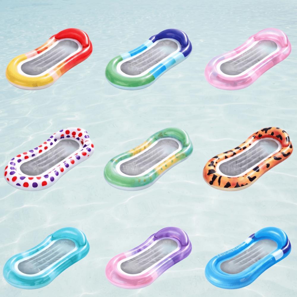 Mesh Inflatable Float Sequined Pool Floats Drainage Design Inflatable Air Mattress Pool Party