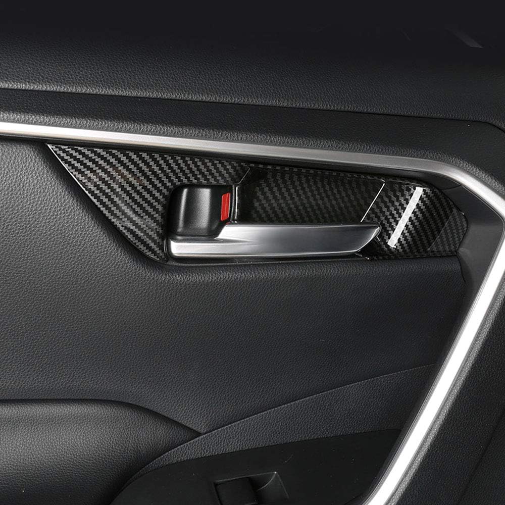 XITER 4pcs ABS Carbon Fiber Inner Door Handle Decoration Cover Door Bowl Trim for Toyota RAV4 2019 2020 2021 2022 2023 2024 2025