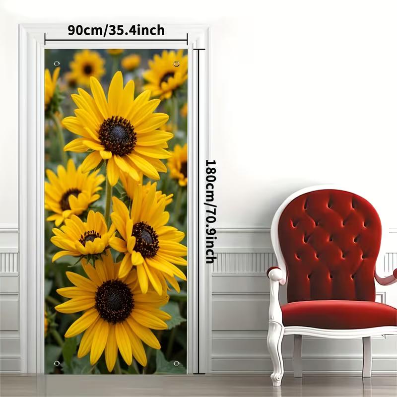 

2D Yellow Floral Door Banner for Spring and Summer Party Decoration 47.2x31.5inch/120*80cm