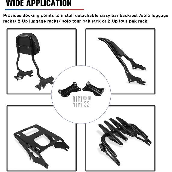 CHIFUN 4 Point Docking Hardware Kit Quick Release Backrest Luggage Rack Mounting Spools Compatible with Harley Touring 2014-2023 Road Glide Road King
