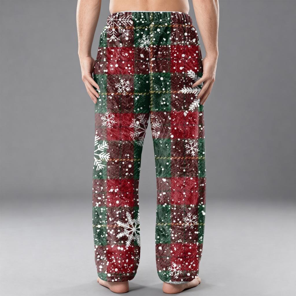 Pánské flanelové kapsové ležérní kalhoty, ležérní kalhoty s potiskem kapes, domácí spací kalhoty