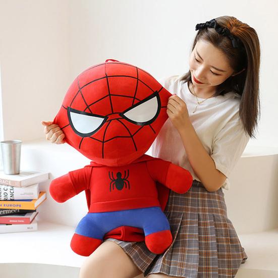 Stuffed Hooded Spider Boy Plush with Hanging Lanyard Soft PP Cotton Movie Character Hero Plushie Toy Doll Home Decoration Kids Adults Fans Gift