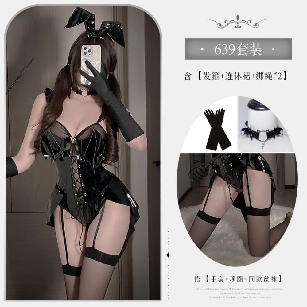 Xianyi Sexy Lingerie Sexy One-piece Patent Leather Bunny COS Uniform Halloween Little Devil Play Set 639