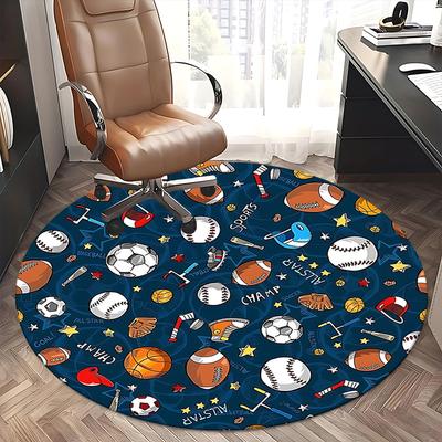 Sports Ball Office Carpet Chair Mats for Desk, Sports Theme Office Chair Mat, Non-Slip Office Carpet Chair Mats for Floor, Home Decor Office Carpet Ch
