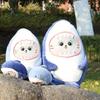 Cute Shark Plush Pillow With Cat Face Stuffed Animal Blue/grey 30/60cm Super Soft Short Plush