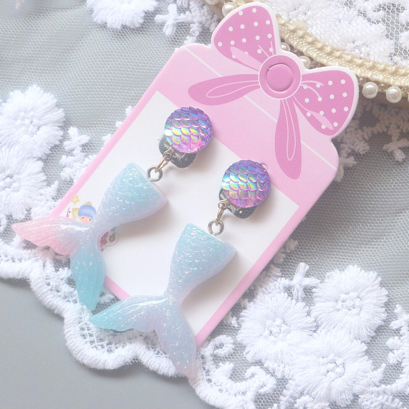 

Смола мультфильм рыбий хвост в форме ракушки зажимы для ушей детские поддельные серьги серьги-подвески серьги для девочек детские украшения для прицепки