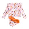 Jenter Solbeskyttende Badedraktsett Todelt Rash Guard Langermet Badebukse Tankini med Bikinibunn Blomstertrykk Barn Strandklær