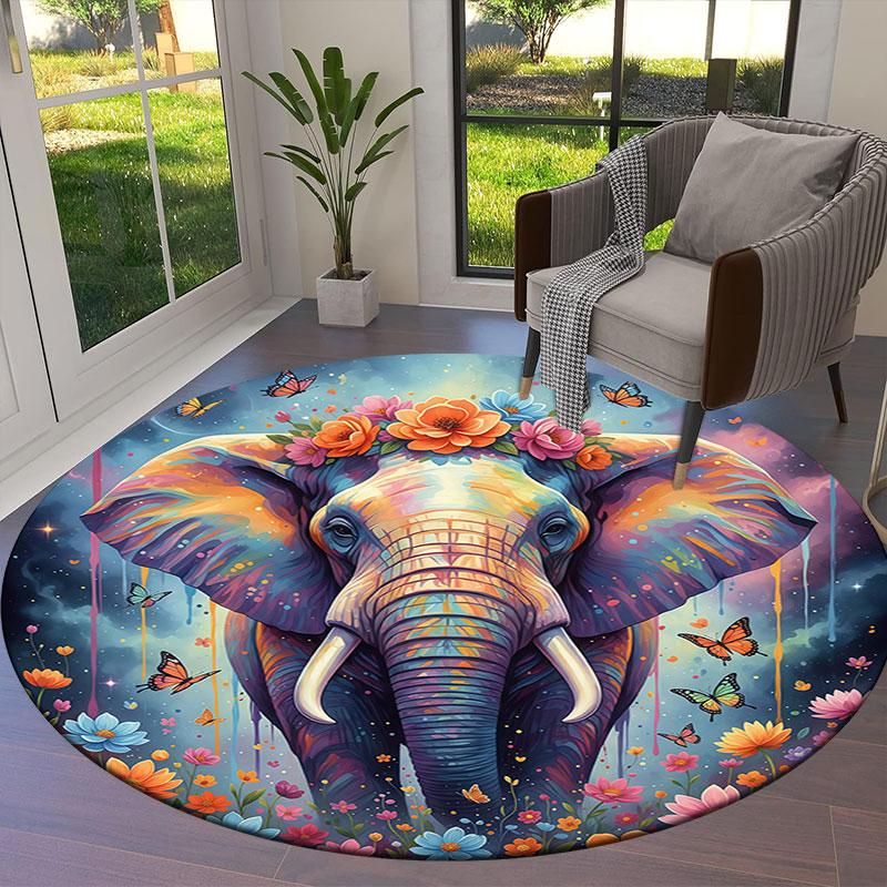 Liquidpaintanimals Round Area Rug,Carpet Rug for Living Room Bedroom Sofa Playroom Decor,Non Slip Floor Mat