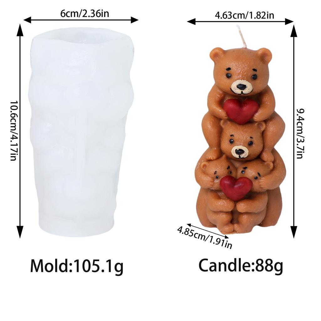 3D medvídek silikonová forma na svíčky zvířátka roztomilý pár medvídků forma na epoxidovou pryskyřici domácí dekorace nástroje na výrobu mýdla romantický svatební dar