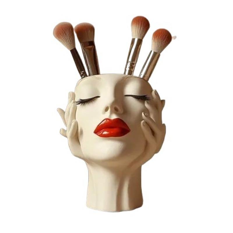 Women's Head Shape Boho Feminist Decoration Makeup Brush Storage Tube Bohemian Decoration Desktop Ornaments