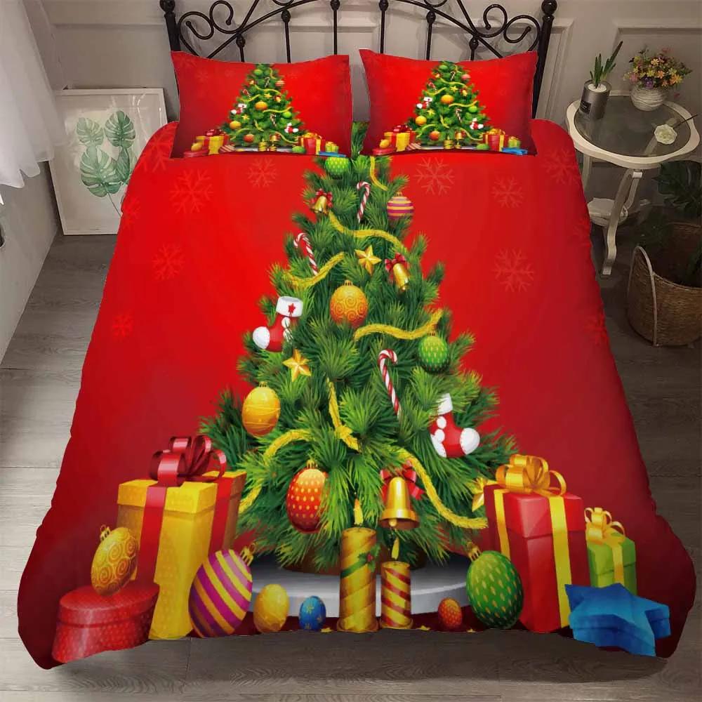 Printed Snow Santa Duvet Cover Sets King Size Bedding Set Soft Comfortable Bed Linens Bedclothes Home Textile For Christmas New