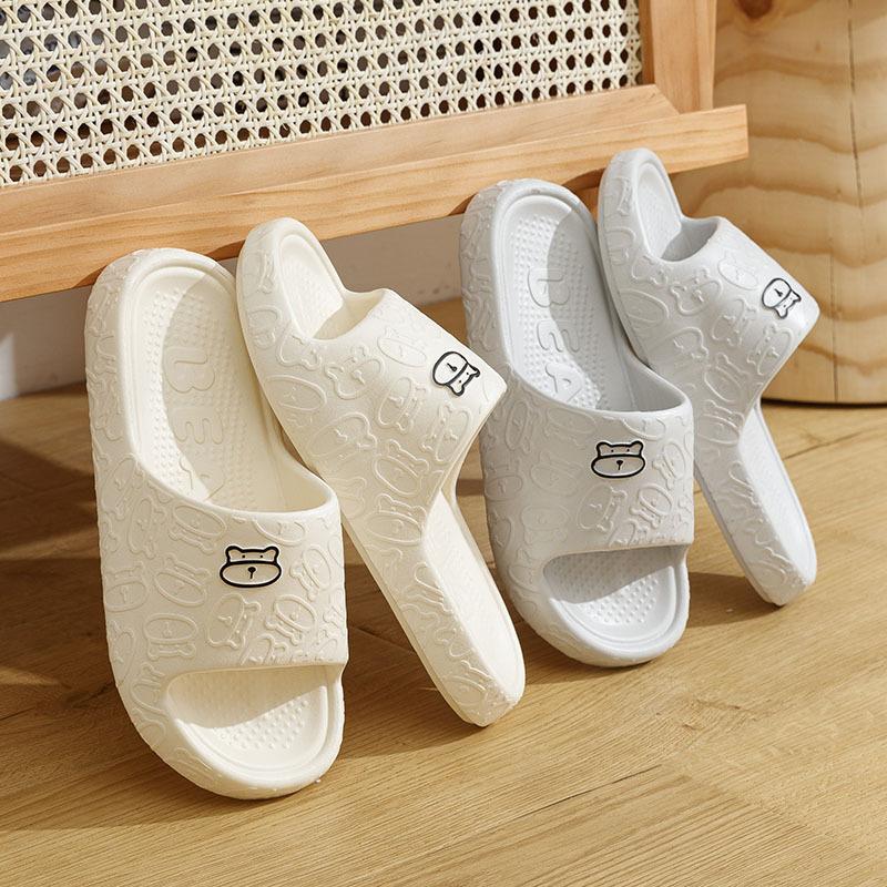 Unisex Summer Large Size Flat Bottom Cartoon Candy Color Indoor Slippers Women Men Casual Anti Slip Bathroom Slippers For Couples 36-43