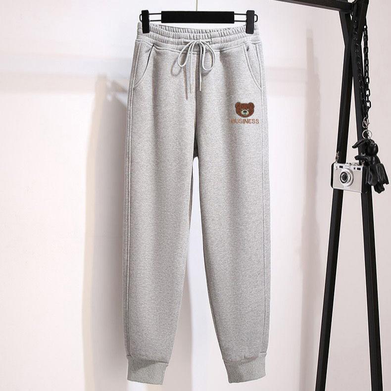 6xl Plus Size Sportowe spodnie dresowe damskie Nowe swobodne nadruki Luźne Plus polar Grube Ciepłe spodnie dziewięciopunktowe