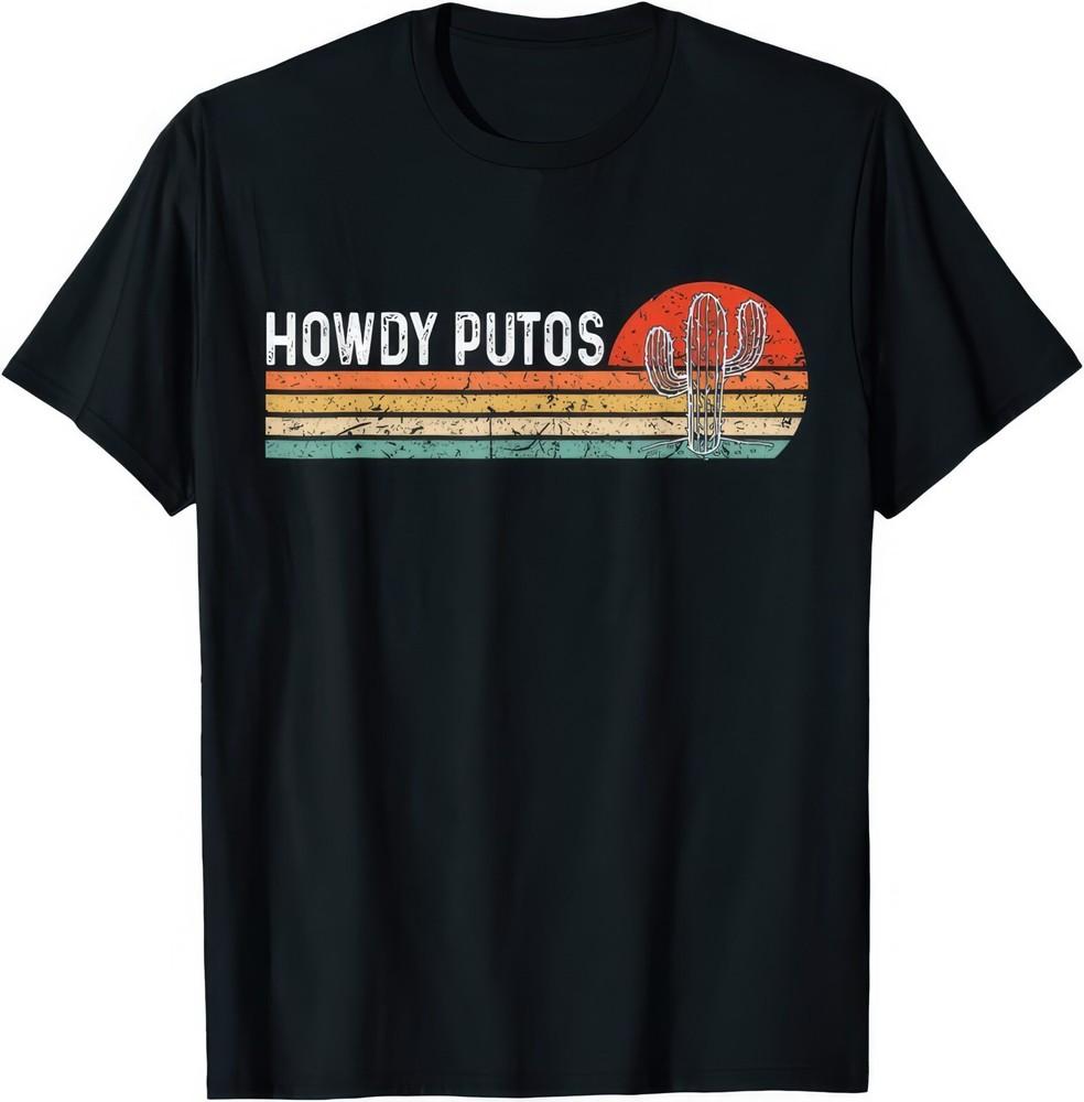 Howdy Putos Cowboy Retro Western Cactus T Shirt