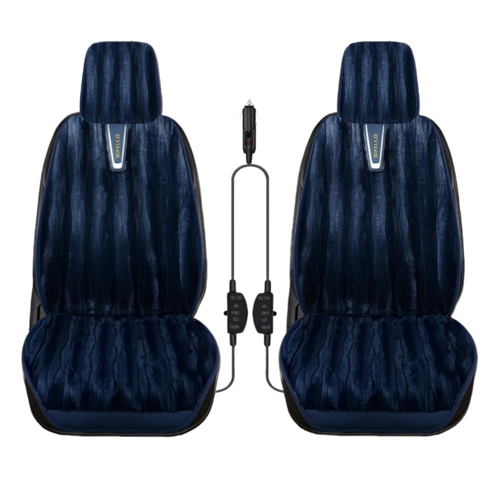 2PCS Car Seat Heating 12v Vehicle Heated Seat Cover Winter Fluffy Seat Cover Car Heater Cushion Pad Universal