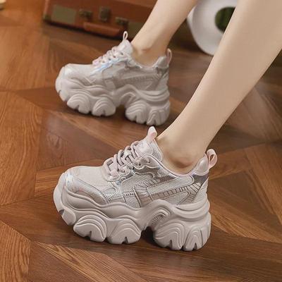 Women's 2025 Spring Mesh Dad Shoes with Thick Soles, Height Boost, and All-Match Casual Design