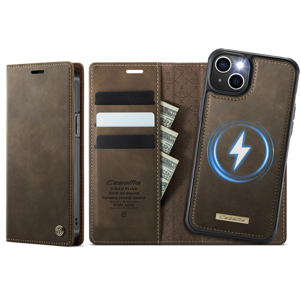 For iPhone 14 Case CASEME C49 Compatible with MagSafe RFID Blocking Detachable Wallet Leather Phone Cover
