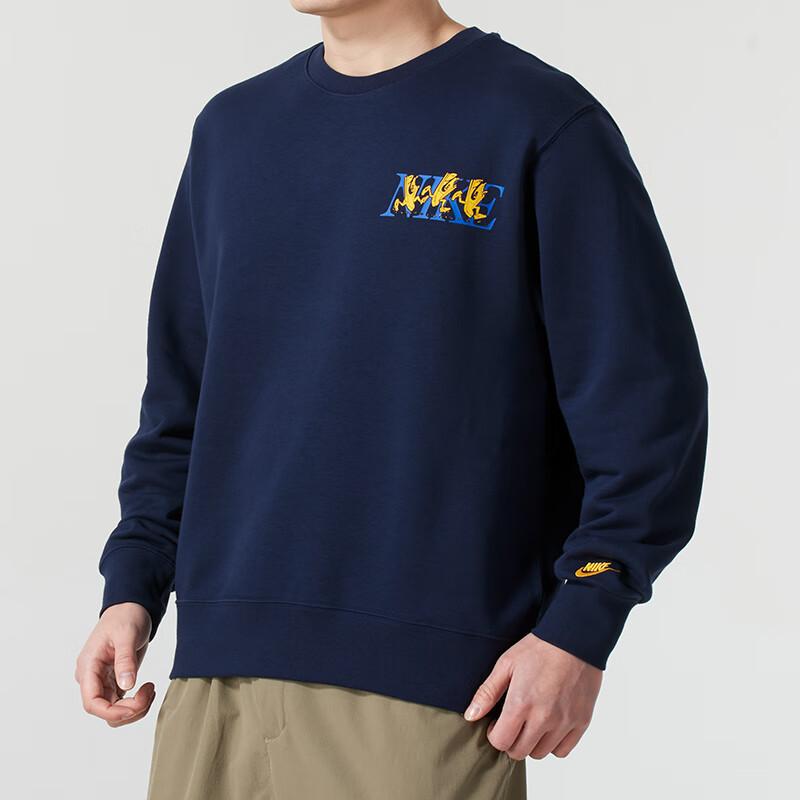 Nike Comfortable Casual Pullover Sweatshirt Men tops Navy-Blue IB1496-451