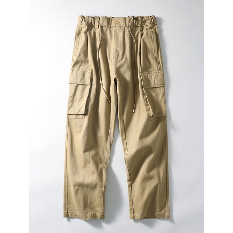 American vintage Heavy Cotton Straight Overalls Men s Autumn and Winter Trousers Fashion Brand Pants Foreign Trade Cattle Goods Casual Pants Khaki L