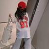 Girls' Mid-Length Summer Dress: Trendy Loose Fit Top and T-Shirt Skirt Combo for Kids