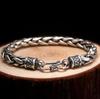 Domineering Lion Head Animal Bracelet Men\'s Stainless Steel Braided Chain Wristband Bracelet Hip Hop Jewelry