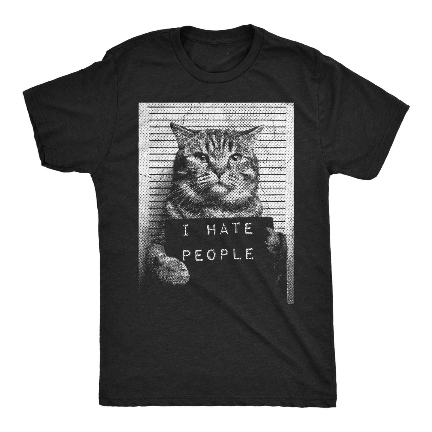 

Men s Fun T Shirt I Hate People Cat Headshots Irony Graphics Novelty Novelty Street Fashion Trend Short Sleeve T-shirt Tops XXXXXL чорний