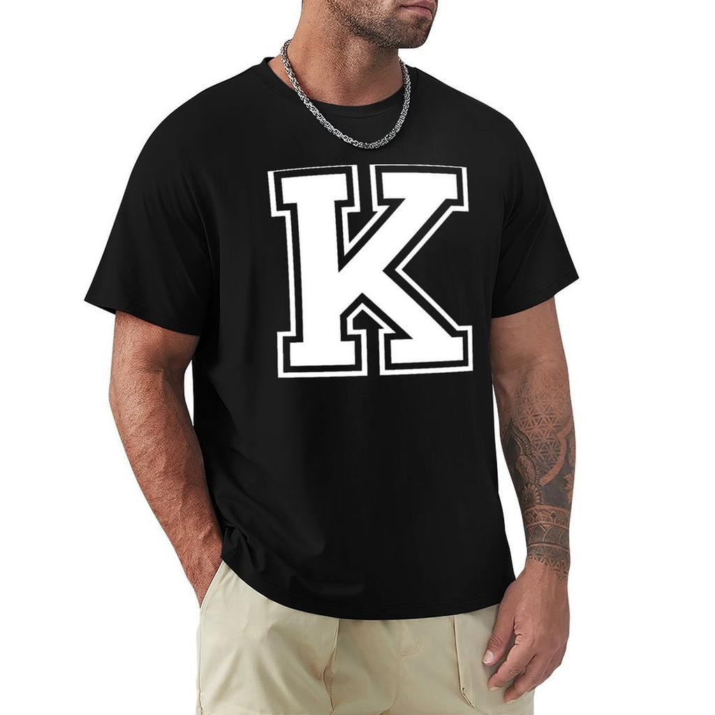 Letter K Alphabet Tshirt Large Size Casual Tee Shirt
