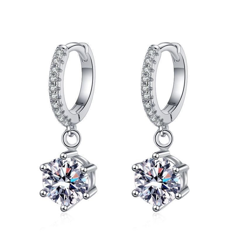 0.5-1ct D Color Moissanite Earrings for Women Lab Grown Diamond Ear Studs 925 Silver Fine Jewelry Gift