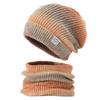 Hat autumn and winter Korean version gradual change color wool hat thickened warm ear protection cold knitted hat two-piece set