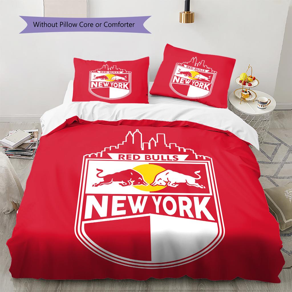 New York Red Bulls Pattern Bedding Home Decoration Birthday Gift (1 * duvet cover + 2 * pillowcase, without core)