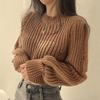Suéter holgado vintage Harajuku de manga larga con farol para mujer, prendas de punto coreanas para otoño e invierno, tops cálidos, jersey liso para mujer